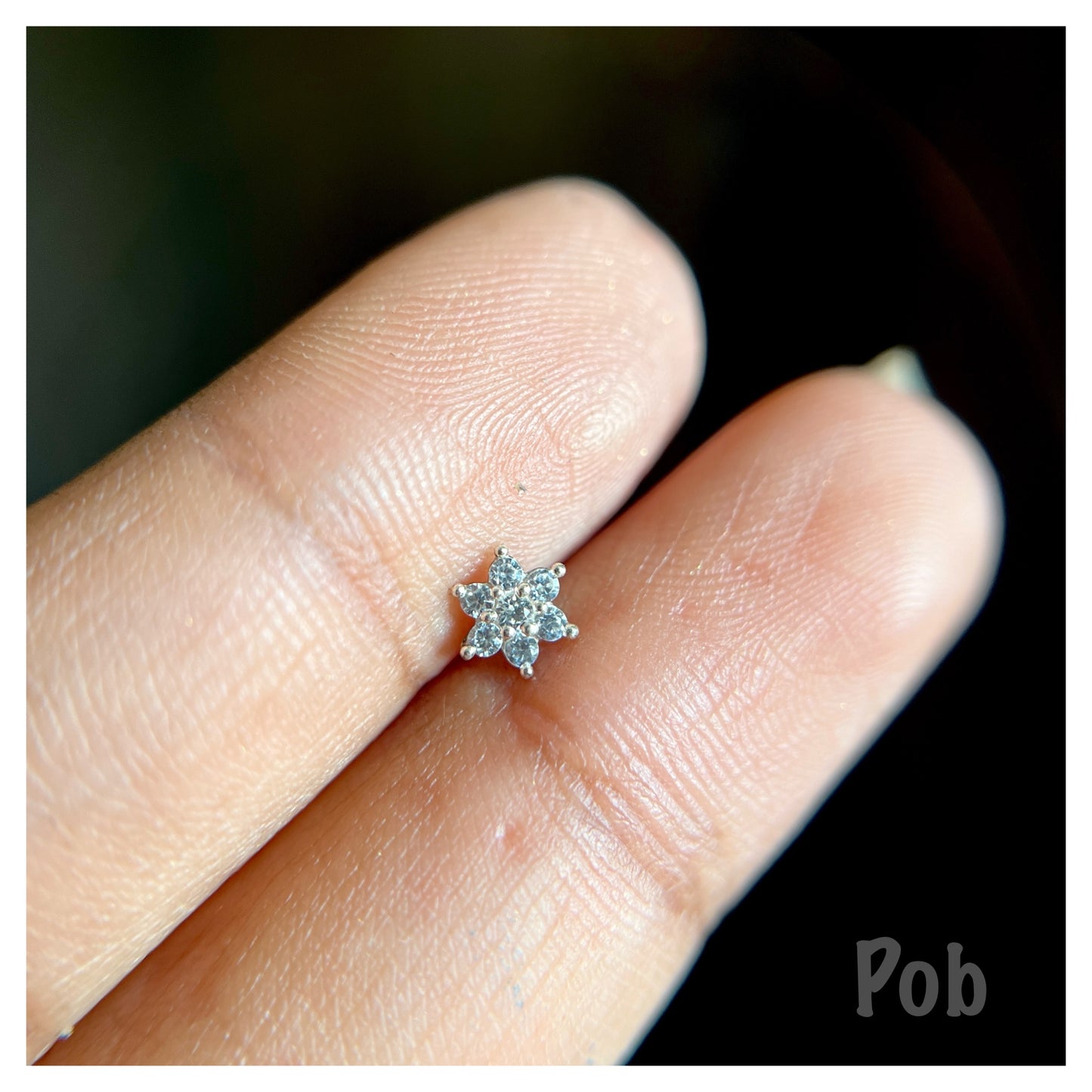925 Silver floral nosepin/stud POBX40