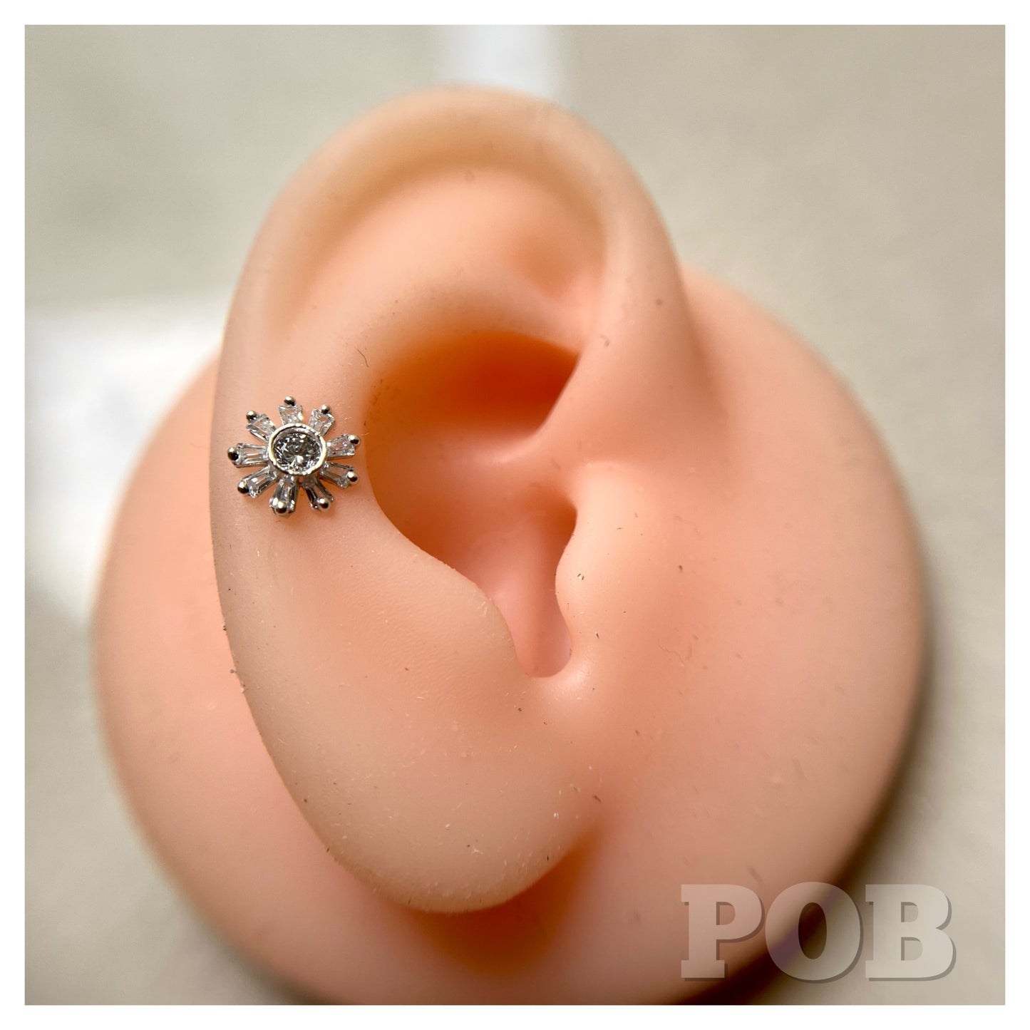 925 silver zircon stone stud POBx41
