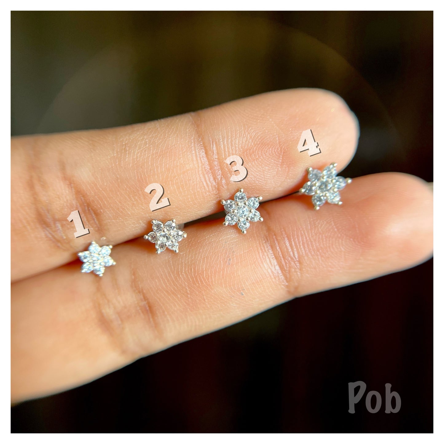 925 Silver floral nosepin/stud POBX40