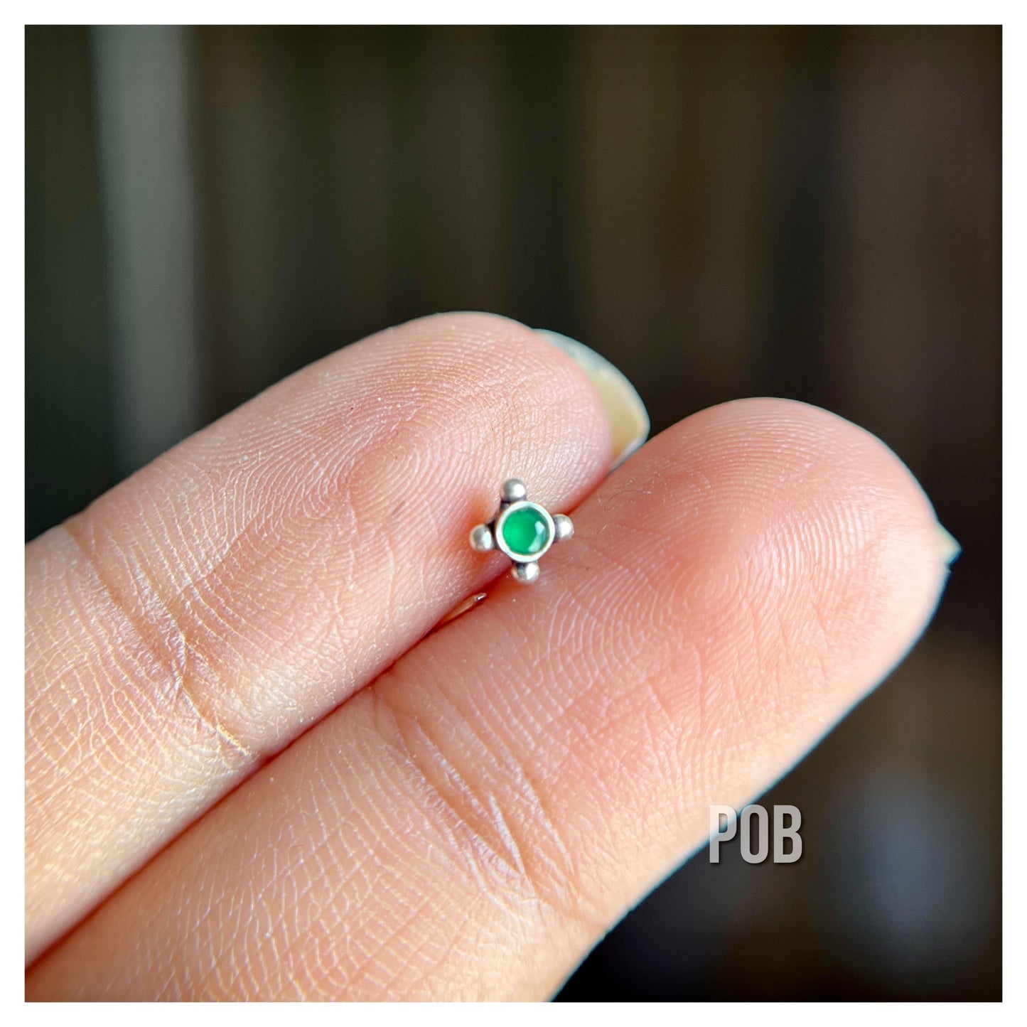 Single stone sterling silver wire type nosepin POBX10