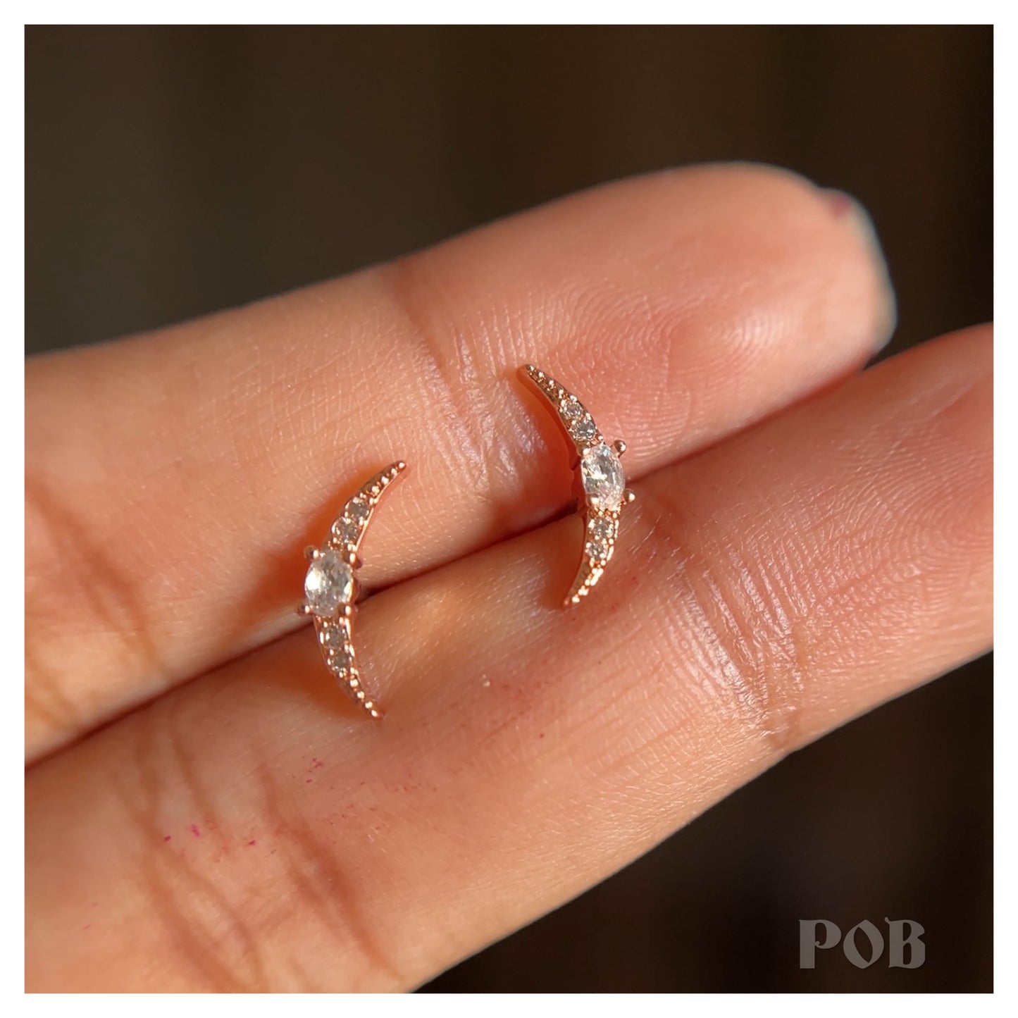 Rose gold zircon stone second stud POBX31 (each)