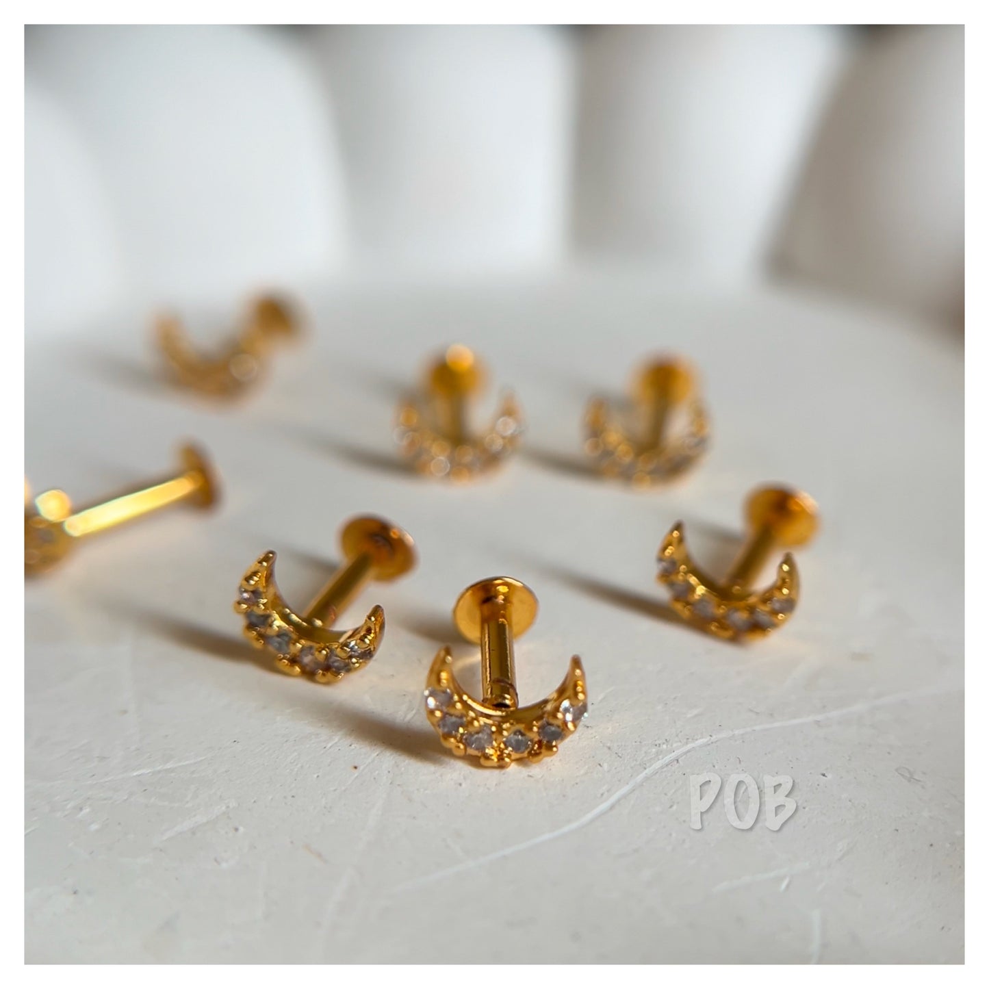 MOON -GOLD PLATED STUD