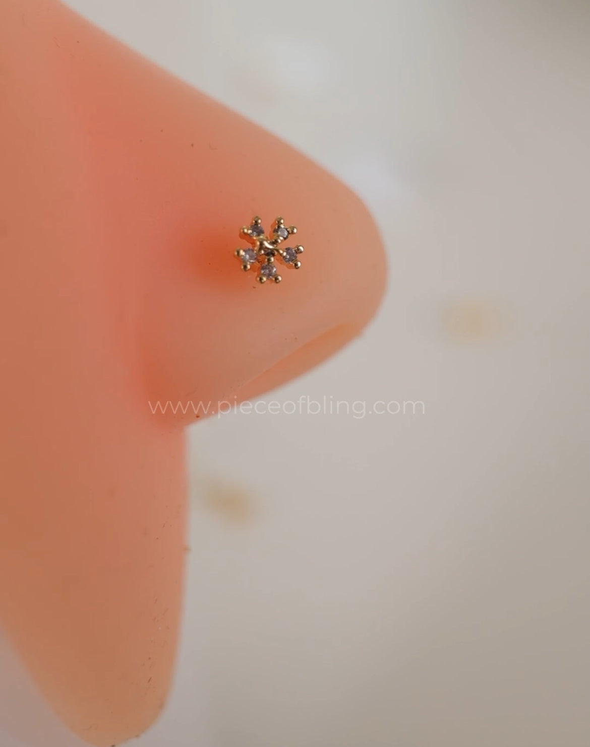 5 flower Gold plated stud / nosepin (single)