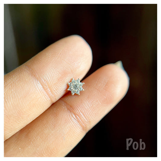 925 sterling silver screw type nose pin/stud POBX40x