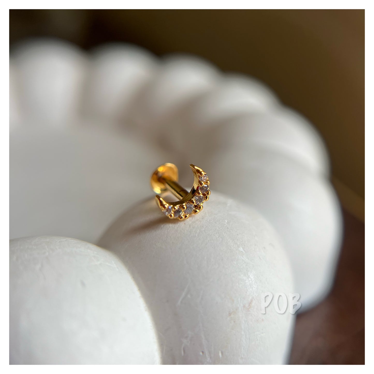 MOON -GOLD PLATED STUD