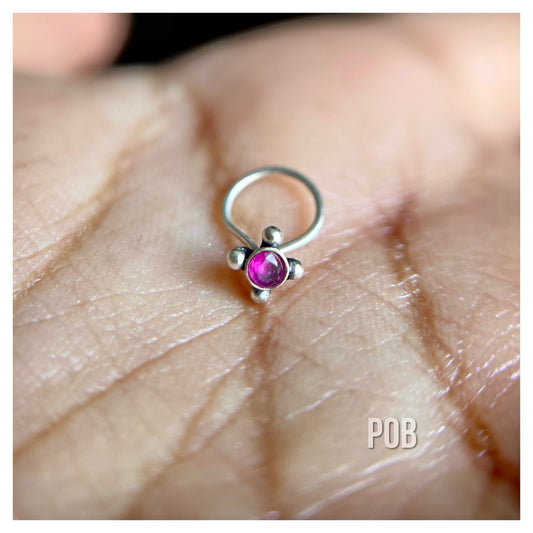Single stone sterling silver wire type nosepin POBX10