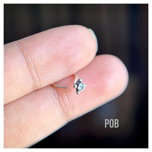Single stone sterling silver wire type nosepin POBX10