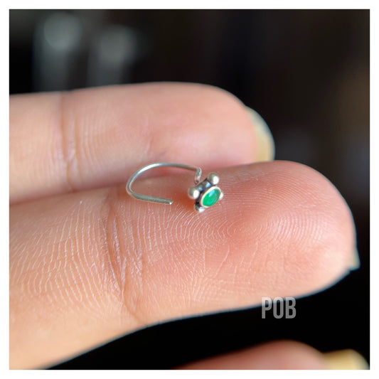 Single stone sterling silver wire type nosepin POBX10